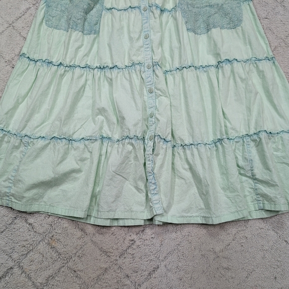 April Cornell Dress Womens S Green Sage Midi Tier Pintuck Lace Romantic Cottage - Picture 3 of 8